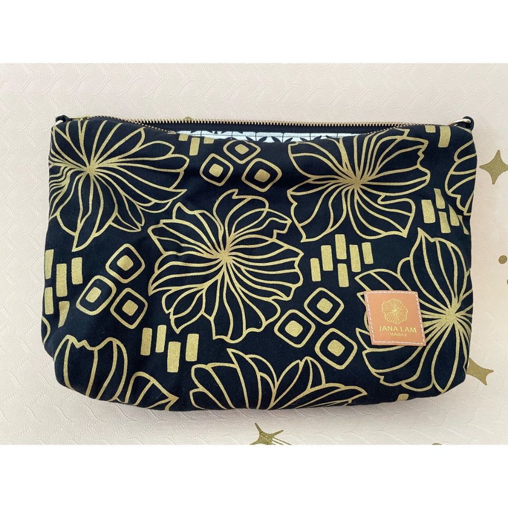 Jana Lam Mini Slouchy Cross Body Retro Blooms Gold on Black NWT